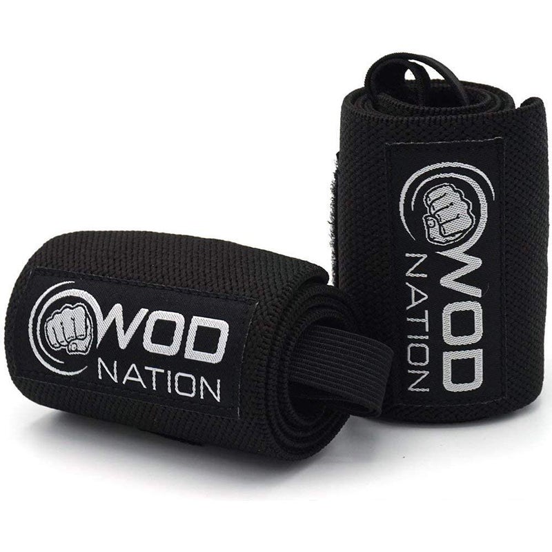 WOD Nation Wrist Wraps - Adjustable Thumb Loop for Gym Wrist Wraps - Secure Hook-and-Loop Closure for Lifting Straps - Powerlifting & Strength Training Support - 12 Inch, Black - Image 2